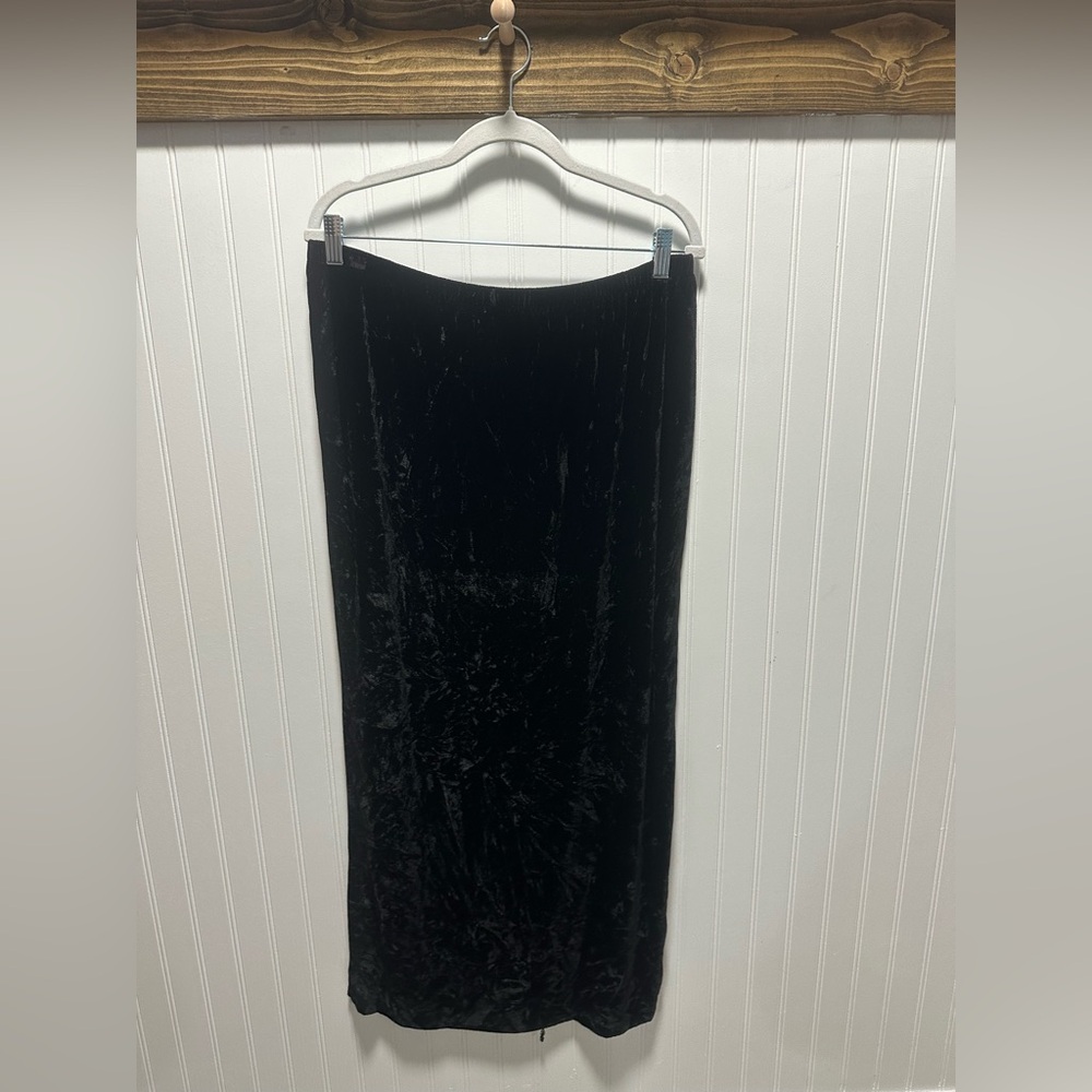 Patra Black Crushed Velvet Skirt Sz 15/16 Goth Grunge Whimsy Dark Fairy Vintage